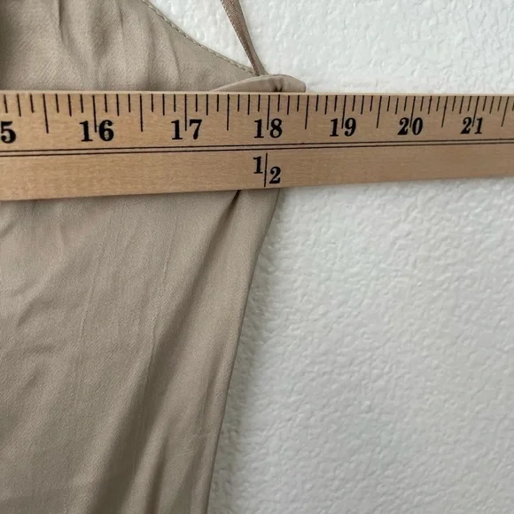 ZARA Ruched Mini Dress Soft Gold Tan | 2298/155 size XLarge Short Tie Neck - Picture 7 of 15